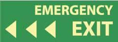 NMC - Emergency Exit, Pressure Sensitive Vinyl Exit Sign - 14" Wide x 5" High, Glow-in-the-Dark - Caliber Tooling