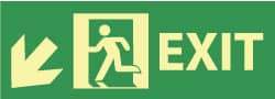 NMC - Exit, Pressure Sensitive Vinyl Exit Sign - 14" Wide x 5" High, Glow-in-the-Dark - Caliber Tooling