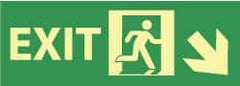 NMC - Exit, Pressure Sensitive Vinyl Exit Sign - 14" Wide x 5" High, Glow-in-the-Dark - Caliber Tooling