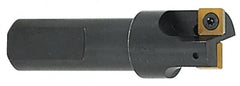 Cutting Tool Technologies - 3/4" Cut Diam, 0.34" Max Depth of Cut, 3/4" Shank Diam, 3" OAL, Indexable Square Shoulder Centercutting End Mill - SPEB 322, SPEH 322 Inserts, Flatted Shank, 90° Lead Angle, Through Coolant - Caliber Tooling