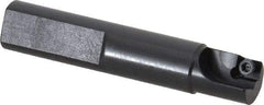 Cutting Tool Technologies - 1/2" Cut Diam, 0.23" Max Depth of Cut, 1/2" Shank Diam, 2.62" OAL, Indexable Square Shoulder Centercutting End Mill - SDEB 21.51 Inserts, Flatted Shank, 90° Lead Angle - Caliber Tooling