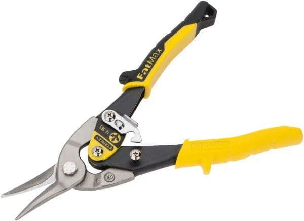 Stanley - 1-3/4" Length of Cut, Straight Pattern Aviation Snip - 10" OAL, Slip-Resistant Bi-Material Palm Cushion Grip Handle, 18 AWG Steel Capacity - Caliber Tooling