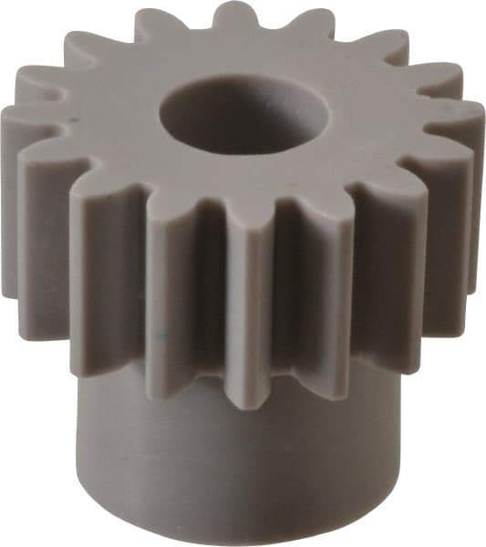 Made in USA - 20 Pitch, 0.8" Pitch Diam, 0.9" OD, 16 Tooth Spur Gear - 3/8" Face Width, 5/16" Bore Diam, 39/64" Hub Diam, 20° Pressure Angle, Acetal - Caliber Tooling