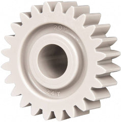 Made in USA - 20 Pitch, 1.2" Pitch Diam, 1.3" OD, 24 Tooth Spur Gear - 3/8" Face Width, 3/8" Bore Diam, 47/64" Hub Diam, 20° Pressure Angle, Acetal - Caliber Tooling