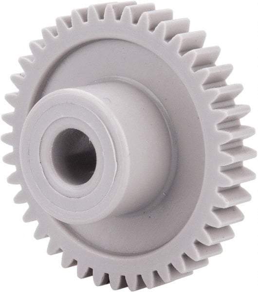 Made in USA - 32 Pitch, 1-1/4" Pitch Diam, 1-5/16" OD, 40 Tooth Spur Gear - 3/16" Face Width, 1/4" Bore Diam, 39/64" Hub Diam, 20° Pressure Angle, Acetal - Caliber Tooling