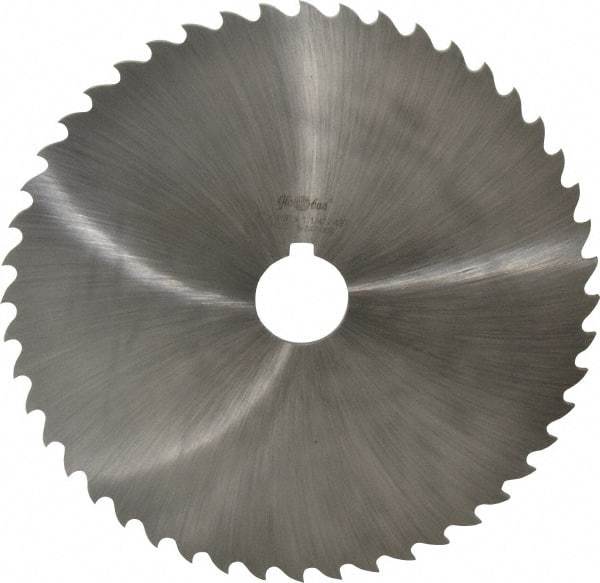 Value Collection - 8" Diam x 1/8" Blade Thickness x 1-1/4" Arbor Hole Diam, 48 Tooth Slitting and Slotting Saw - Arbor Connection, Right Hand, Uncoated, High Speed Steel, Concave Ground, Contains Keyway - Caliber Tooling