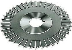 Made in USA - 4" Blade Diam x 1/8" Blade Thickness, 1-1/4" Hole, 36 Teeth, High Speed Steel Side Chip Saw - Straight Tooth, Arbor Connection, Right Hand Cut, Uncoated, with Keyway - Caliber Tooling