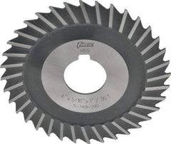 Value Collection - 4" Blade Diam x 1/16" Blade Thickness, 1" Hole, 36 Teeth, High Speed Steel Side Chip Saw - Straight Tooth, Arbor Connection, Uncoated - Caliber Tooling