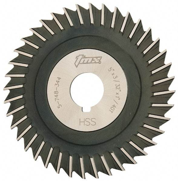 Value Collection - 5" Blade Diam x 3/32" Blade Thickness, 1" Hole, 40 Teeth, High Speed Steel Side Chip Saw - Straight Tooth, Arbor Connection, Uncoated - Caliber Tooling