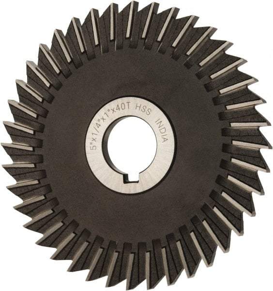 Value Collection - 5" Blade Diam x 1/4" Blade Thickness, 1" Hole, 40 Teeth, High Speed Steel Side Chip Saw - Straight Tooth, Arbor Connection, Uncoated - Caliber Tooling