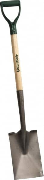 UnionTools - 12" High x 7-1/4" Wide Square Steel Spade - 28" Long Wood D-Grip Handle, Turned - Caliber Tooling