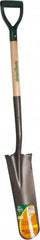 UnionTools - 16" High x 6" Wide Tapered Steel Spade - 27" Long Wood D-Grip Handle, Front Turned - Caliber Tooling