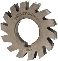 Value Collection - 5/64" Radius, 5/32" Circle Diam, 2-1/4" Cutter Diam, 0.1563" Cutting Width, Arbor Connection, Concave Radius Cutter - High Speed Steel, Oxide Finish, Form Relieved, 10 Teeth - Caliber Tooling