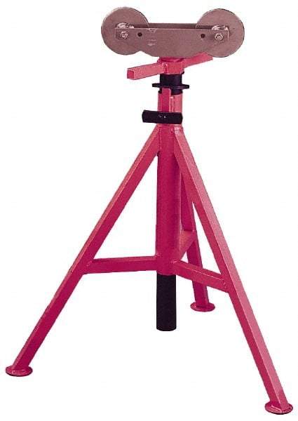 Value Collection - 1/8" to 12" Pipe Capacity, Adjustable Pipe Stand with 2 Adjustable Rollers - 27" to 47" High, 2,500 Lb Capacity - Caliber Tooling