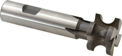 Made in USA - 1/4" Radius, 1/2" Circle Diam, 1-1/4" Diam x 0.822" Wide Cut, High Speed Steel Concave Radius Cutter - 4" OAL, 3/4" Shank Diam, Shank Connection, Uncoated, Form Relieved, 4 Teeth, Weldon Flat - Caliber Tooling