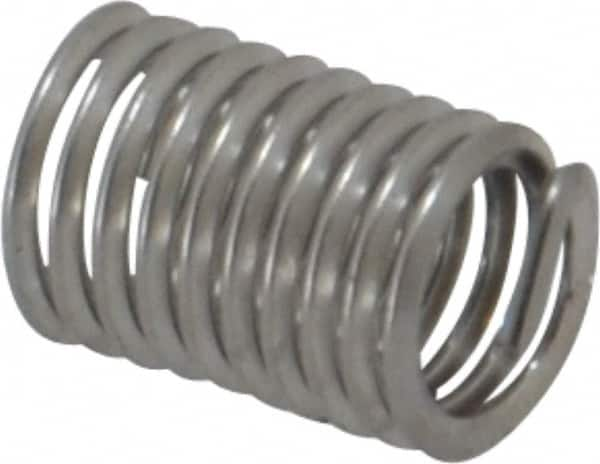 Recoil - #10-32 UNF, 0.38" OAL, Free Running Helical Insert - 9-1/2 Free Coils, Tanged, Stainless Steel, Bright Finish, 2D Insert Length - Caliber Tooling