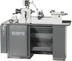 Vectrax - 9" Swing, 36" Between Centers, 220 Volt, Triple Phase Turret Lathe - 1 hp, 4,000 Max RPM, 2-3/16" Bore Diam, 35" Deep x 68" High x 74" Long - Caliber Tooling