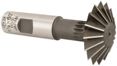 Interstate - 1-7/8° 1-7/8" Cut Diam, 5/8" Cut Width, 3/4" Shank, High Speed Steel Double-Angle Cutter - Caliber Tooling