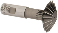 Interstate - 2-1/4° 2-1/4" Cut Diam, 3/4" Cut Width, 7/8" Shank, High Speed Steel Double-Angle Cutter - Caliber Tooling