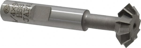 Interstate - 3/4° 3/4" Cut Diam, 1/4" Cut Width, 3/8" Shank, High Speed Steel Double-Angle Cutter - Caliber Tooling