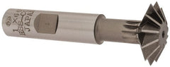 Interstate - 1° 1" Cut Diam, 5/16" Cut Width, 1/2" Shank, Cobalt Double-Angle Cutter - Caliber Tooling