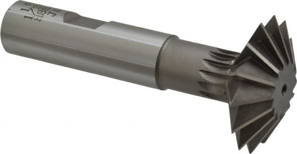 Interstate - 1-1/2° 1-1/2" Cut Diam, 1/2" Cut Width, 5/8" Shank, Cobalt Double-Angle Cutter - Caliber Tooling