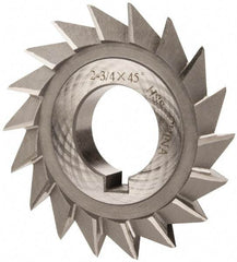 Value Collection - 2-3/4" Diam x 1/2" Width of Cut, 45° Included Angle, Arbor Connection, High Speed Steel Single Angle Cutter - Right Hand Cut, Oxide Finish - Caliber Tooling