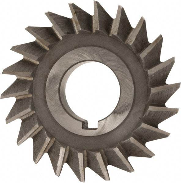 Value Collection - 3" Diam x 5/8" Width of Cut, 45° Included Angle, Arbor Connection, High Speed Steel Single Angle Cutter - Right Hand Cut, Oxide Finish - Caliber Tooling