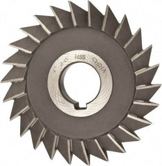 Value Collection - 4" Diam x 1/2" Width of Cut, 45° Included Angle, Arbor Connection, High Speed Steel Single Angle Cutter - Right Hand Cut, Oxide Finish - Caliber Tooling