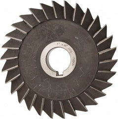 Value Collection - 6" Diam x 1" Width of Cut, 45° Included Angle, Arbor Connection, High Speed Steel Single Angle Cutter - Right Hand Cut, Oxide Finish - Caliber Tooling