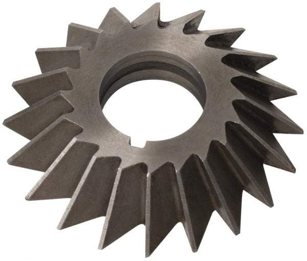 Value Collection - 5" Diam x 1" Width of Cut, 60° Included Angle, Arbor Connection, High Speed Steel Single Angle Cutter - Left Hand Cut, Uncoated - Caliber Tooling