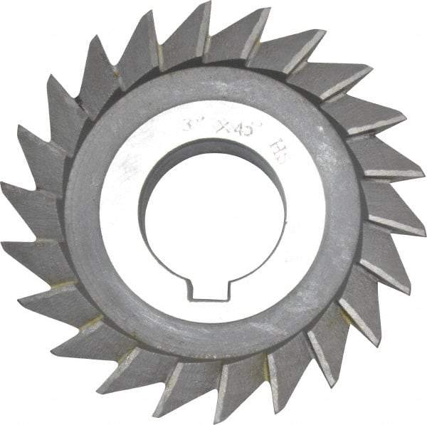 Value Collection - 3" Diam x 5/8" Width of Cut, 45° Included Angle, Arbor Connection, High Speed Steel Single Angle Cutter - Left Hand Cut, Oxide Finish - Caliber Tooling