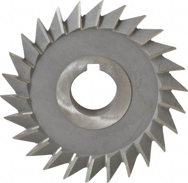 Value Collection - 4" Diam x 3/4" Width of Cut, 45° Included Angle, Arbor Connection, High Speed Steel Single Angle Cutter - Left Hand Cut, Oxide Finish - Caliber Tooling