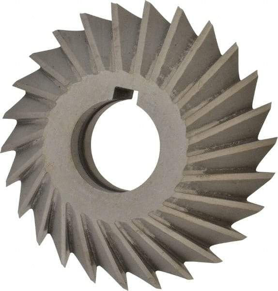 Value Collection - 4" Diam x 1" Width of Cut, 45° Included Angle, Arbor Connection, High Speed Steel Single Angle Cutter - Left Hand Cut, Oxide Finish - Caliber Tooling