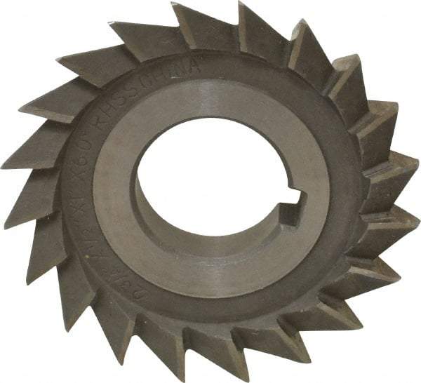 Value Collection - 2-3/4" Diam x 1/2" Width of Cut, 60° Included Angle, Arbor Connection, High Speed Steel Single Angle Cutter - Right Hand Cut, Oxide Finish - Caliber Tooling