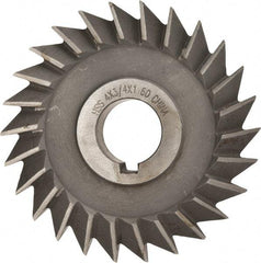 Value Collection - 4" Diam x 3/4" Width of Cut, 60° Included Angle, Arbor Connection, High Speed Steel Single Angle Cutter - Right Hand Cut, Oxide Finish - Caliber Tooling