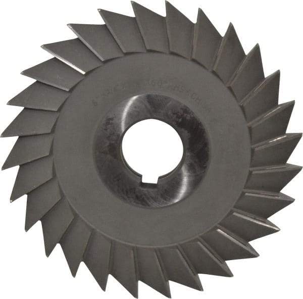 Value Collection - 6" Diam x 3/4" Width of Cut, 60° Included Angle, Arbor Connection, High Speed Steel Single Angle Cutter - Right Hand Cut, Oxide Finish - Caliber Tooling