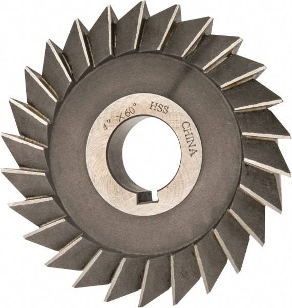 Value Collection - 4" Diam x 3/4" Width of Cut, 60° Included Angle, Arbor Connection, High Speed Steel Single Angle Cutter - Left Hand Cut, Oxide Finish - Caliber Tooling