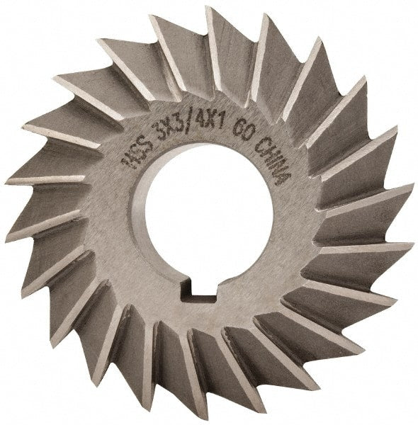 Value Collection - 3° 3" Cut Diam, 3/4" Cut Width, 1" Arbor, High Speed Steel Double-Angle Cutter - Caliber Tooling