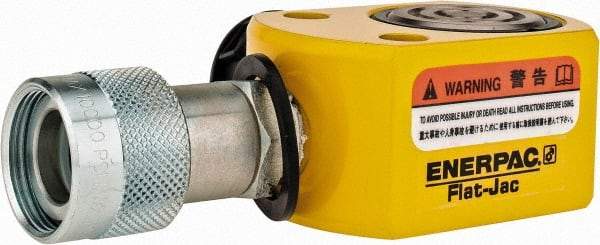 Enerpac - 10 Ton, 0.44" Stroke, 0.98 Cu In Oil Capacity, Portable Hydraulic Flat Body Cylinder - 2.24 Sq In Effective Area, 1.69" Lowered Ht., 2.13" Max Ht., 1.69" Cyl Bore Diam, 1.5" Plunger Rod Diam, 10,000 Max psi - Caliber Tooling