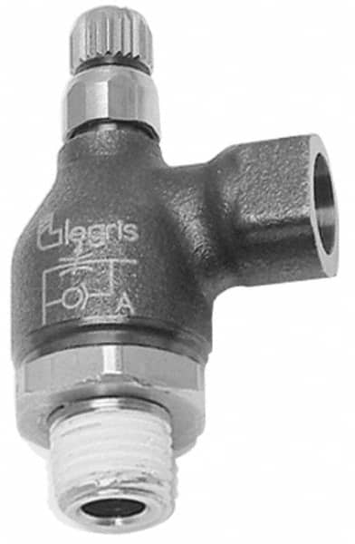 Legris - 1/4" NPT Mini Swivel Flow Control Regulator - 0 to 145 psi, Treated Brass Material & Viton O-Ring - Caliber Tooling