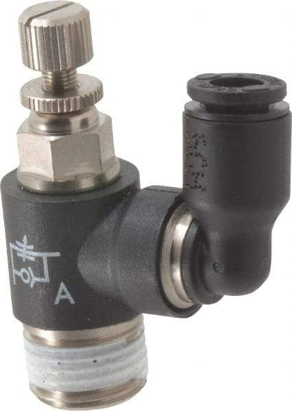 Legris - 5/32" OD x 1/8" NPT Miniature Swivel Outlet Flow Control Regulator - 0 to 145 psi & Nylon Material - Caliber Tooling