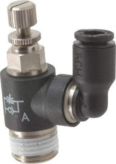 Legris - 5/32" OD x 1/8" NPT Miniature Swivel Outlet Flow Control Regulator - 0 to 145 psi & Nylon Material - Caliber Tooling