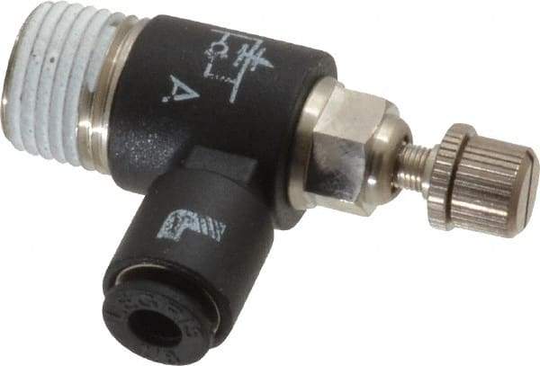 Legris - 1/8" OD x 1/8" NPT Miniature Flow Control Regulator - 0 to 145 psi & Nylon Material - Caliber Tooling