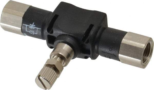 Legris - 1/8" NPT Threaded In-Line Flow Control Valve - 0 to 145 psi & Nylon Material - Caliber Tooling