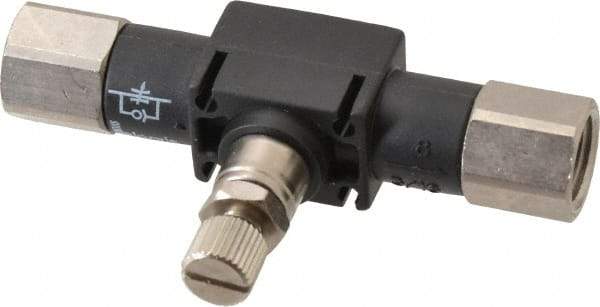 Legris - 1/4" NPT Threaded In-Line Flow Control Valve - 0 to 145 psi & Nylon Material - Caliber Tooling