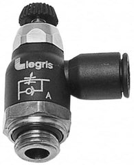 Legris - 12mm Tube OD x 1/2 Male BSPT Compact Meter Out Flow Control Valve - 14.5 to 145 psi, Nylon - Caliber Tooling