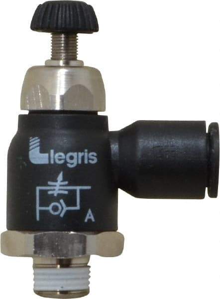 Legris - 8mm Tube OD x 1/8 Male BSPT Compact Meter Out Flow Control Valve - 14.5 to 145 psi, Nylon - Caliber Tooling