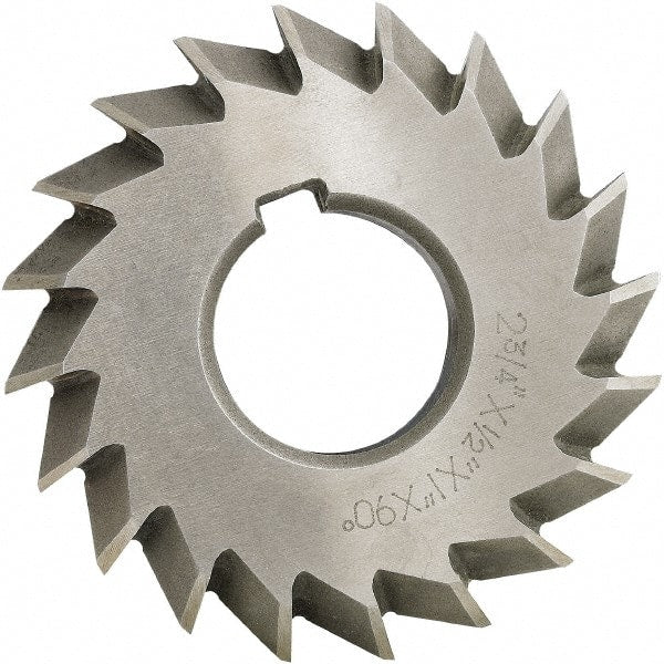 Made in USA - 4° 4" Cut Diam, 1" Cut Width, 1-1/4" Arbor, High Speed Steel Double-Angle Cutter - Caliber Tooling