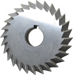 Value Collection - 5° 5" Cut Diam, 1" Cut Width, 1-1/4" Arbor, High Speed Steel Double-Angle Cutter - Caliber Tooling